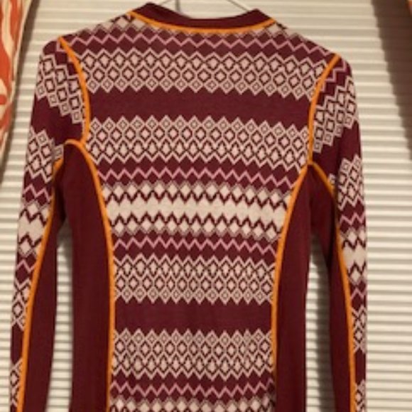 Kari Traa, Colorful, Fun, Wool Blend Crew Neck baselayer top, Size Medium - Picture 2 of 6